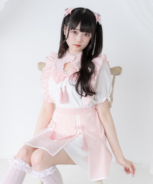 DearMyLove(ディアマイラブ)の「チャイナラインスリットスカート(スカート・レディース・ボルドー/ブラック×ホワイト/ブラック×ブルー/ホワイト×ピンク/ホワイト×ブルー・SMALL/3L/LL/LARGE/MEDIUM)」の20枚目の写真