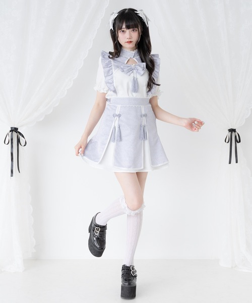 DearMyLove(ディアマイラブ)の「チャイナラインスリットスカート(スカート・レディース・ボルドー/ブラック×ホワイト/ブラック×ブルー/ホワイト×ピンク/ホワイト×ブルー・SMALL/3L/LL/LARGE/MEDIUM)」の17枚目の写真