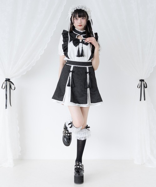 DearMyLove(ディアマイラブ)の「チャイナラインスリットスカート(スカート・レディース・ボルドー/ブラック×ホワイト/ブラック×ブルー/ホワイト×ピンク/ホワイト×ブルー・SMALL/3L/LL/LARGE/MEDIUM)」の14枚目の写真