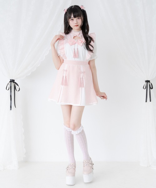DearMyLove(ディアマイラブ)の「チャイナラインスリットスカート(スカート・レディース・ボルドー/ブラック×ホワイト/ブラック×ブルー/ホワイト×ピンク/ホワイト×ブルー・SMALL/3L/LL/LARGE/MEDIUM)」の19枚目の写真