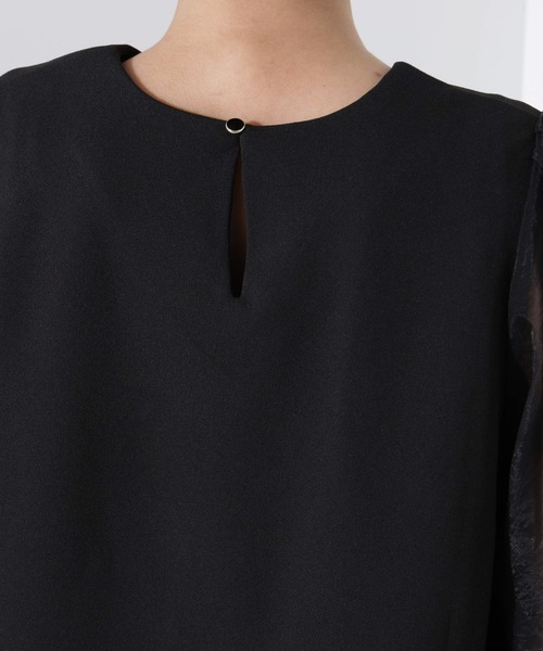 NANO universe（ナノユニバース）の「オーガンジースリーブコンビカットジョーゼットトップス（セットアップ可）（Tシャツ/カットソー・レディース・キャメル/ブラック/グレー・FREE）」の15枚目の写真