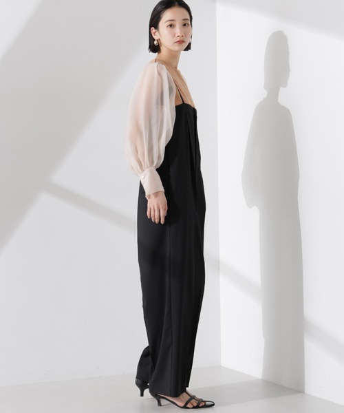 NANO universe（ナノユニバース）の「オーガンジースリーブコンビカットジョーゼットトップス（セットアップ可）（Tシャツ/カットソー・レディース・キャメル/ブラック/グレー・FREE）」の21枚目の写真