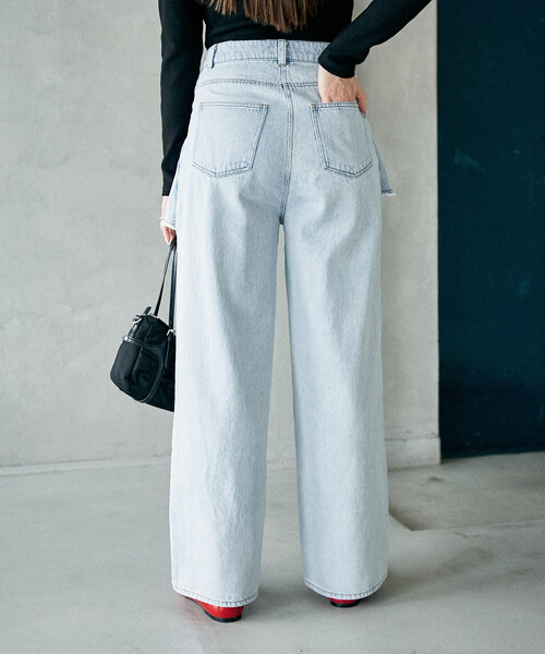 PUBLUX（パブリュクス）の「PUBLUX/パブリュクス レイヤード ラップ デニム　限定展開（デニムパンツ・レディース・サックスブルー/ブルー・M/S）」の7枚目の写真