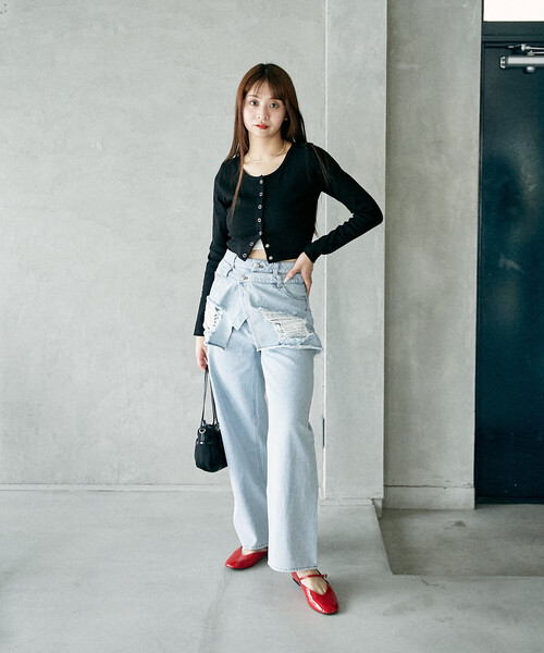 PUBLUX（パブリュクス）の「PUBLUX/パブリュクス レイヤード ラップ デニム　限定展開（デニムパンツ・レディース・サックスブルー/ブルー・M/S）」の9枚目の写真