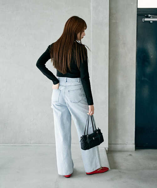 PUBLUX（パブリュクス）の「PUBLUX/パブリュクス レイヤード ラップ デニム　限定展開（デニムパンツ・レディース・サックスブルー/ブルー・M/S）」の11枚目の写真