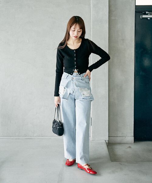 PUBLUX（パブリュクス）の「PUBLUX/パブリュクス レイヤード ラップ デニム　限定展開（デニムパンツ・レディース・サックスブルー/ブルー・M/S）」の20枚目の写真