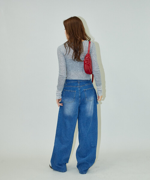 PUBLUX（パブリュクス）の「PUBLUX/パブリュクス レイヤード ラップ デニム　限定展開（デニムパンツ・レディース・サックスブルー/ブルー・M/S）」の16枚目の写真