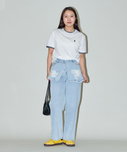 PUBLUX（パブリュクス）の「PUBLUX/パブリュクス レイヤード ラップ デニム　限定展開（デニムパンツ・レディース・サックスブルー/ブルー・M/S）」の17枚目の写真