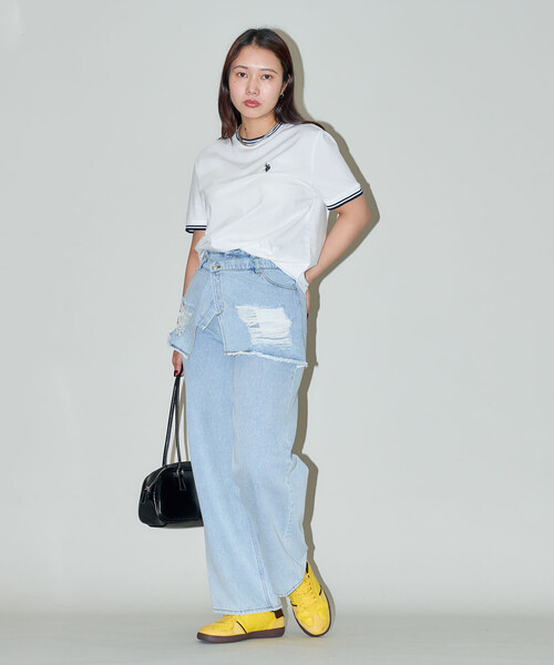 PUBLUX（パブリュクス）の「PUBLUX/パブリュクス レイヤード ラップ デニム　限定展開（デニムパンツ・レディース・サックスブルー/ブルー・M/S）」の18枚目の写真