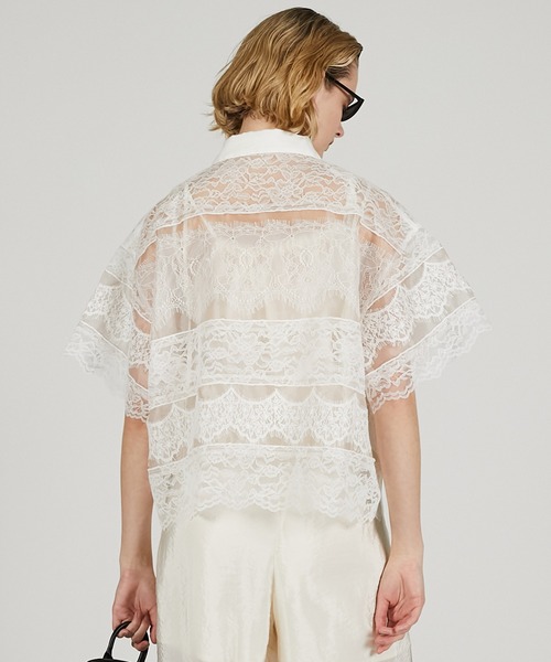 PRANK PROJECT（プランクプロジェクト）の「レースラグビーシャツ / Lace Rugby Shirt（シャツ/ブラウス・レディース・ブラック/ホワイト・FREE）」の6枚目の写真