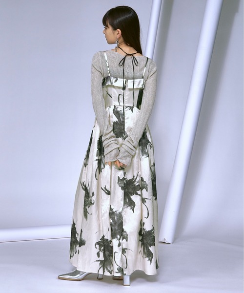 Vintage flower サイドタックサテンキャミワンピース