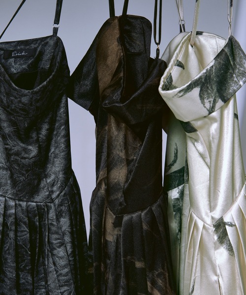 Vintage flower サイドタックサテンキャミワンピース