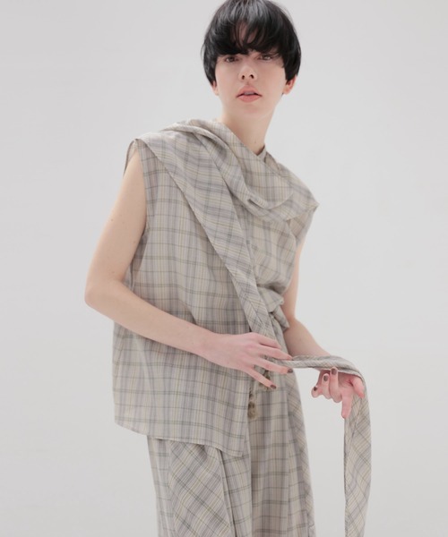 セール】VOILE check blouse(ボイルチェックブラウス)(シャツ セール】VOILE check blouse(ボイルチェックブラウス)(シャツ