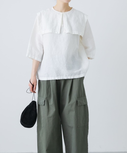 新品 今季 かぐれ ビッグカラー2WAYブラウス 2025年春秋 半袖