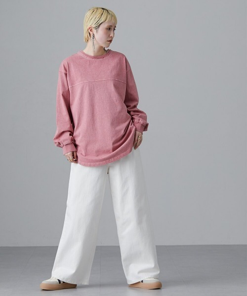 Soiunique（スワユニーク）の「ピグメント加工　胸切り替えライン入ＢＩＧシルエット長袖Ｔシャツ　［Soiunique］（Tシャツ/カットソー・レディース・ブラック/ネイビー/レッド・M/L）」の20枚目の写真