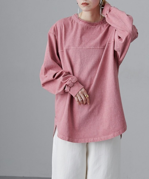 Soiunique（スワユニーク）の「ピグメント加工　胸切り替えライン入ＢＩＧシルエット長袖Ｔシャツ　［Soiunique］（Tシャツ/カットソー・レディース・ブラック/ネイビー/レッド・M/L）」の18枚目の写真