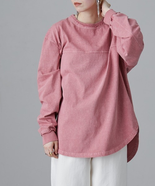 Soiunique（スワユニーク）の「ピグメント加工　胸切り替えライン入ＢＩＧシルエット長袖Ｔシャツ　［Soiunique］（Tシャツ/カットソー・レディース・ブラック/ネイビー/レッド・M/L）」の16枚目の写真