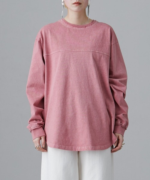 Soiunique（スワユニーク）の「ピグメント加工　胸切り替えライン入ＢＩＧシルエット長袖Ｔシャツ　［Soiunique］（Tシャツ/カットソー・レディース・ブラック/ネイビー/レッド・M/L）」の15枚目の写真
