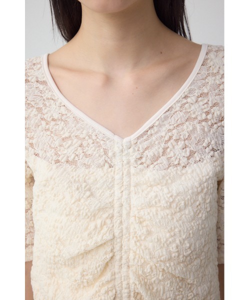 AZUL by moussy(アズールバイマウジー)の「2WAYギャザーレーストップス(Tシャツ/カットソー・レディース・ブルー/ブラック/ホワイト・FREE)」の10枚目の写真