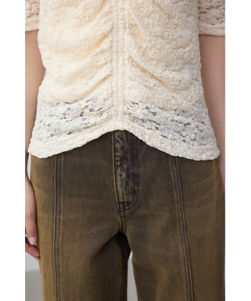 AZUL by moussy(アズールバイマウジー)の「2WAYギャザーレーストップス(Tシャツ/カットソー・レディース・ブルー/ブラック/ホワイト・FREE)」の13枚目の写真