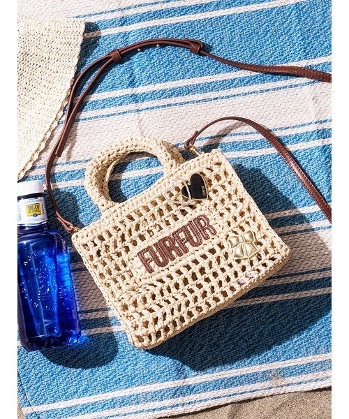 FURFUR（ファーファー）ラフィアロゴトート　キャメル fur fur - furfur ラフィアトートバッグ キャメルの通販 by ちー