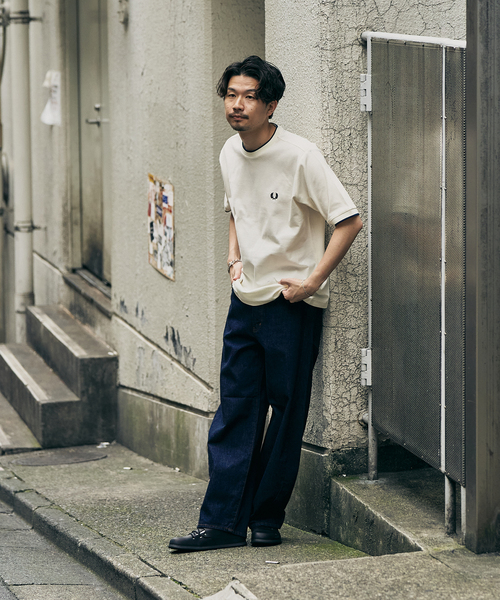 417 EDIFICE（フォーワンセブンエディフィス）の「FRED PERRY 417別注  Textured Single Tipped Tシャツ（Tシャツ/カットソー・メンズ・チャコールグレー/アイボリー/ネイビー・MEDIUM/LARGE/X-LARGE）」の16枚目の写真