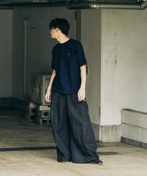 417 EDIFICE（フォーワンセブンエディフィス）の「FRED PERRY 417別注  Textured Single Tipped Tシャツ（Tシャツ/カットソー・メンズ・チャコールグレー/アイボリー/ネイビー・MEDIUM/LARGE/X-LARGE）」の21枚目の写真