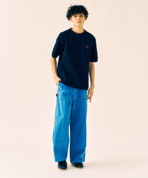 【新品】FRED PERRY 417別注 Tシャツ（ナチュラル_Ｌサイズ） セール】FRED PERRY 417別注 Textured Single Tipped Tシャツ（T