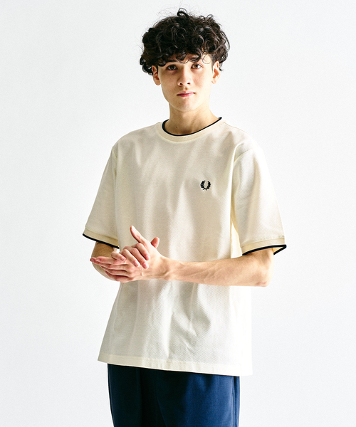 【新品】FRED PERRY 417別注 Tシャツ（ナチュラル_Ｌサイズ） セール】FRED PERRY 417別注 Textured Single Tipped Tシャツ（T