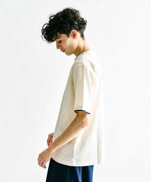 【新品】FRED PERRY 417別注 Tシャツ（ナチュラル_Ｌサイズ） セール】FRED PERRY 417別注 Textured Single Tipped Tシャツ（T