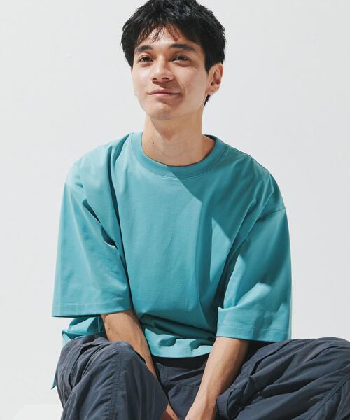 URBAN RESEARCH DOORS（アーバンリサーチドアーズ）の「『UR TECH』サマシェア クルーネックTシャツ（Tシャツ/カットソー・メンズ・ホワイト/ブラック系その他/ブラック/ライトブルー・MEDIUM/LARGE/X-LARGE）」の4枚目の写真