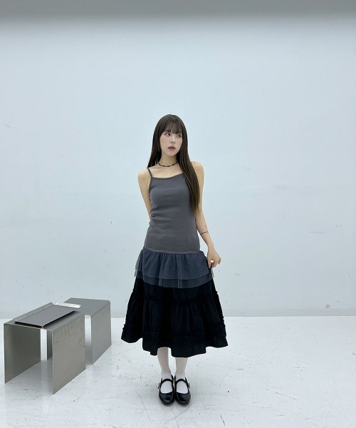 ドットシースルーキャミ インナー / レイヤードコーデにおすすめ】 ドットシースルー 切り替え