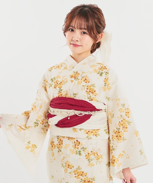 Honeys(ハニーズ)の「兵児帯(和装小物・レディース・スモークピンク/アイボリー/グレイッシュベージュ/グレイッシュブルー/ブラウン・F)」の8枚目の写真