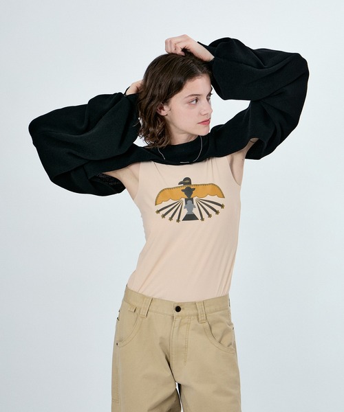 M TO R(ムウトアール)の「SECONDSKIN NUDE PEACE N/S TOPS(タンクトップ・レディース・ブラック/ベージュ・40/38)」の4枚目の写真