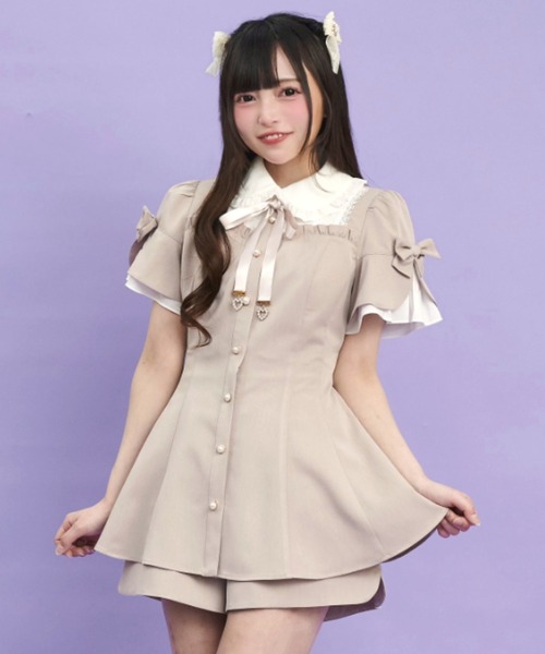 シークレットハニー　レースヨークラッフルタイ　長袖セットアップ♪ Secret Honey（シークレットハニー）の「レースヨークラッフル