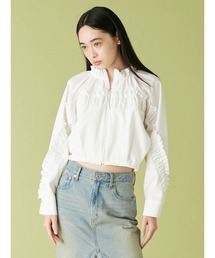 【新品/期間限定値下】リリー ブラウン　UVサッカーエンボスフリルブルゾンタグ付 LILY BROWN（リリーブラウン）の「UVサッカーエンボスフリルブルゾン