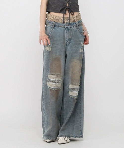 3.3 Field Trip (3.3フィールドトリップ)の「3.3 Field Trip/レオパードWウエストパンツ(デニムパンツ・レディース・その他2・MEDIUM/SMALL)」の1枚目の写真