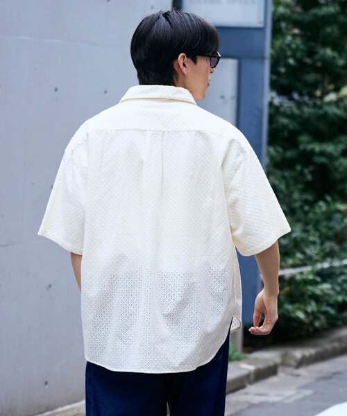 CIAOPANIC TYPY(チャオパニックティピー)の「【通気性◎】ユニセックスジャガード刺繍レースシャツ(シャツ/ブラウス・メンズ・ネイビー/オフホワイト/チャコールグレー・MEDIUM/LARGE)」の11枚目の写真