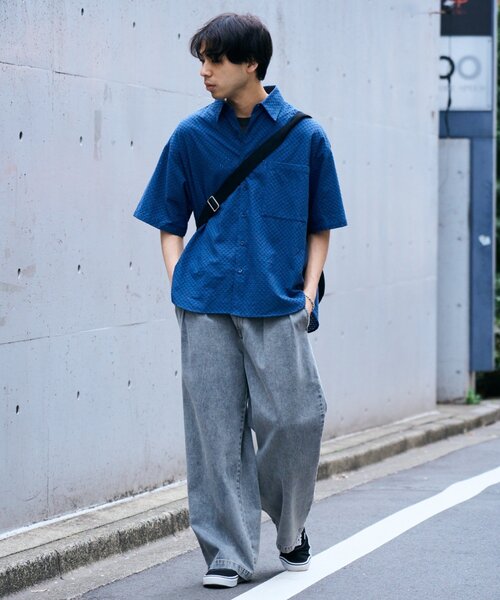 CIAOPANIC TYPY(チャオパニックティピー)の「【通気性◎】ユニセックスジャガード刺繍レースシャツ(シャツ/ブラウス・メンズ・ネイビー/オフホワイト/チャコールグレー・MEDIUM/LARGE)」の19枚目の写真