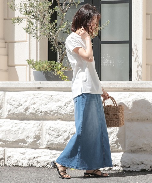 n'OrLABEL(ノアールレーベル)の「【機能素材】『デニムナロースカート』(デニムスカート・レディース・ネイビー/ブルー・S~M/L~LL/3L)」の8枚目の写真