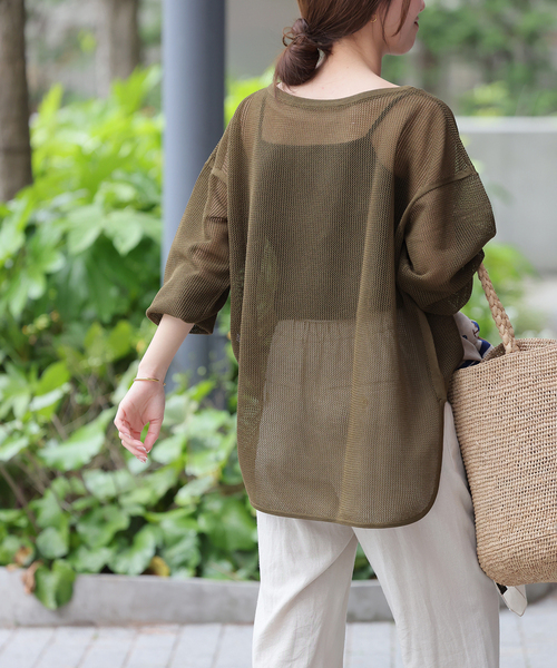 JOURNAL STANDARD relume（ジャーナルスタンダード　レリューム）の「メッシュプルオーバー（ニット/セーター・レディース・カーキ/イエロー/ホワイト・FREE）」の22枚目の写真