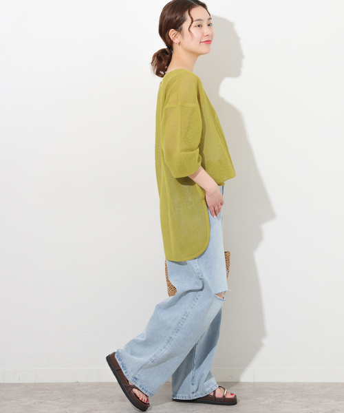 JOURNAL STANDARD relume（ジャーナルスタンダード　レリューム）の「メッシュプルオーバー（ニット/セーター・レディース・カーキ/イエロー/ホワイト・FREE）」の20枚目の写真