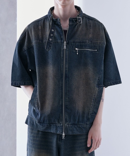 ヴィンテージフェード スタンドデニムジャケット 【セットアップ対応