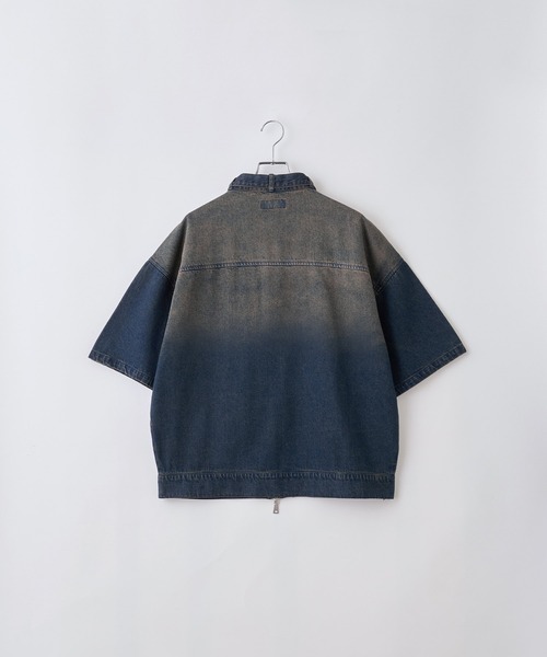 新品　denim セットアップ vintageyellow / S ヴィンテージフェード スタンドデニムジャケット 【セットアップ