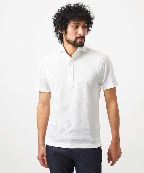 MICHEL KLEIN HOMME   （ミッシェルクランオム）の「《日本製》幾何学柄ポロシャツ（ポロシャツ・メンズ・ホワイト/ネイビー/ピンク・MEDIUM/LARGE/X-LARGE）」の15枚目の写真