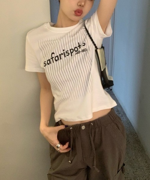 Vipoa(ヴィポア)の「SportyナンバリングロゴTee(Tシャツ/カットソー・レディース・ホワイト/グレー・FREE)」の6枚目の写真