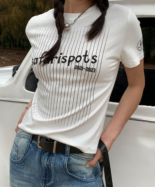 Vipoa(ヴィポア)の「SportyナンバリングロゴTee(Tシャツ/カットソー・レディース・ホワイト/グレー・FREE)」の11枚目の写真