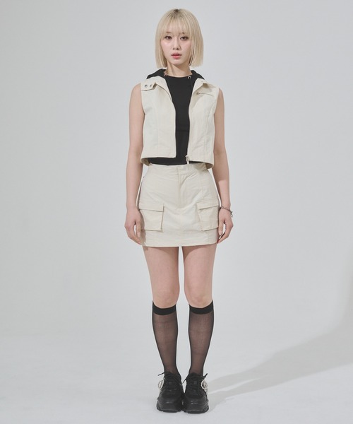 ENVYM（アンビー）の「フロントポケットミニスカート（スカート・レディース・アイボリー/ブラック/カーキ・FREE）」の17枚目の写真