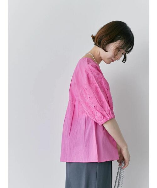 Samansa Mos2 blue(サマンサモスモスブルー)の「【Made in India】シフリーブラウス(シャツ/ブラウス・レディース・ブラック/オフホワイト/ピンク・F)」の6枚目の写真
