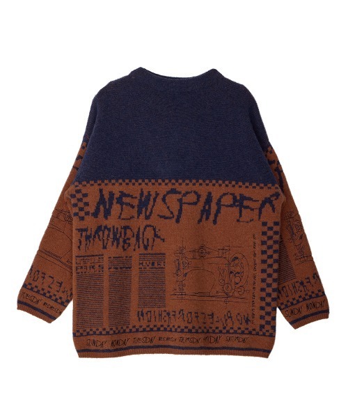 Ameri♡ NEWS PAPER JACQUARED KNIT TOP NEWS PAPER JACQUARED KNIT TOP（ニット/セーター）｜Ameri（アメリ
